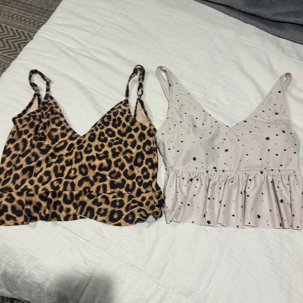Kortni Jeane Leopard and Star Print Bikini Tops